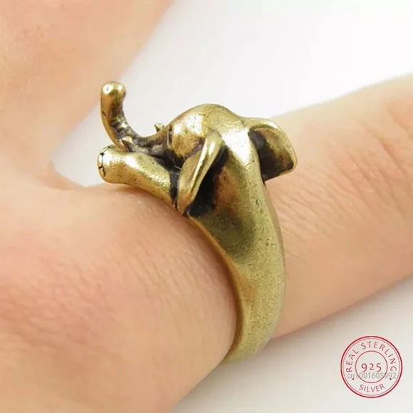 925 Sterling Silver Adjustable Elephant Ring - Picture 3 of 6